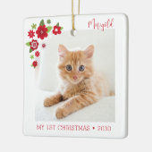猫の初めてのクリスマス 写真 セラミックオーナメント (左)