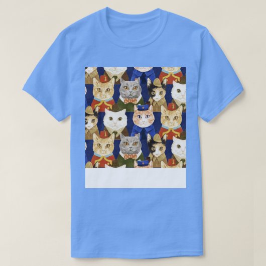 猫の制服がイラストレーションに合おもしろいう Tシャツ (デザイン正面)