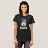猫の労働者の日 ミャオイカメリカ 男性 アメリカ国旗 Tシャツ (正面フル)