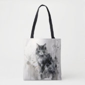 猫の動物の絵を描インク トートバッグ (正面)