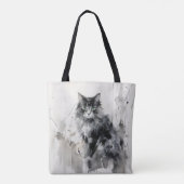 猫の動物の絵を描インク トートバッグ (裏面)