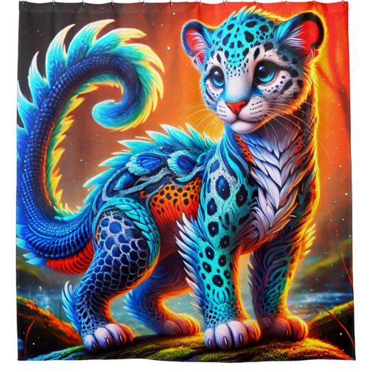 猫の動物 シャワーカーテン (正面)