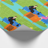 猫の包装紙が付いているレトロのカップル ラッピングペーパー (角)