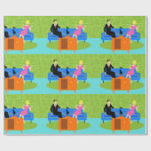 猫の包装紙が付いているレトロのカップル ラッピングペーパー (フラット)