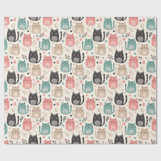 猫の包装紙 ラッピングペーパー (フラット)