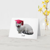 猫の卒業カード カード (黄色い花)