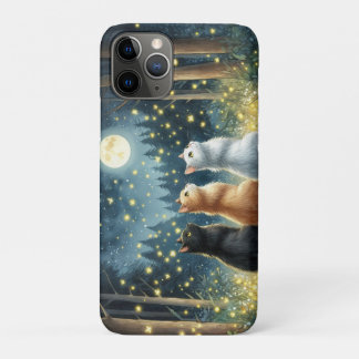 猫の友達と月光 iPhone 11 PROケース
