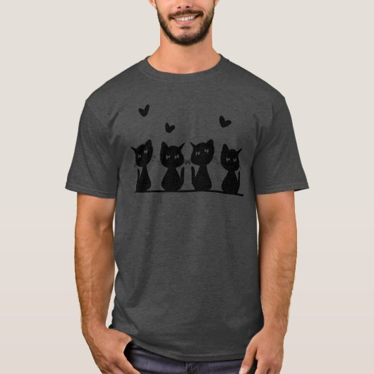 猫の友達 動物 かわいい ペット 小さい 四つ 女の子 Tシャツ (正面)