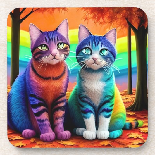 猫の双子Digital Art-56467 コースター (正面)