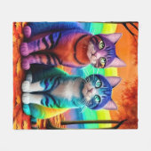 猫の双子Digital Art-56467 フリースブランケット (正面(横))