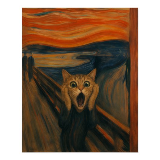 猫の叫び パロディ クラシックアート ジョークグッズ ポスター (正面)