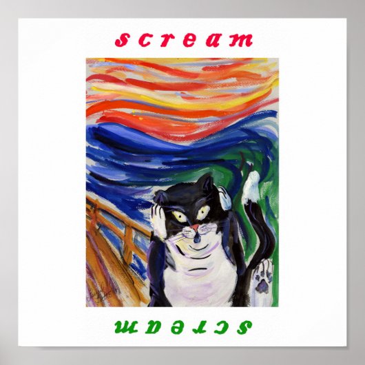 猫の叫び "Scream" の文字入り ポスター (正面)