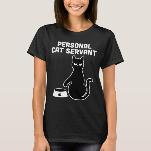 猫の召使ロングスリーブイラスト Tシャツ (正面)