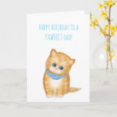 猫の可愛いジンジャーキッチンバースデーカード カード (黄色い花)