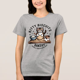 猫の可愛いパン作りTシャツ、猫が大好きな人へ トライブレンドＴシャツ