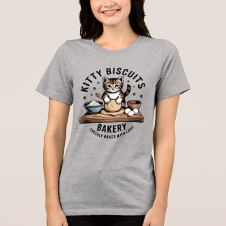 猫の可愛いパン作りTシャツ、猫が大好きな人へ トライブレンドTシャツ