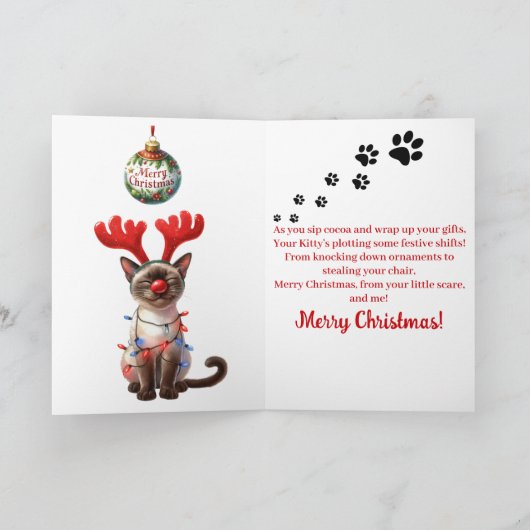 猫の可愛い猫おもしろいのクリスマス カード (内部)