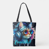 猫の可愛おもしろいいクール漫画 トートバッグ (裏面)