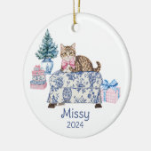 猫の名前と年 セラミックオーナメント (左)