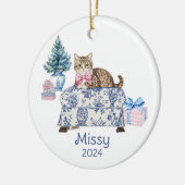 猫の名前と年 セラミックオーナメント (左)