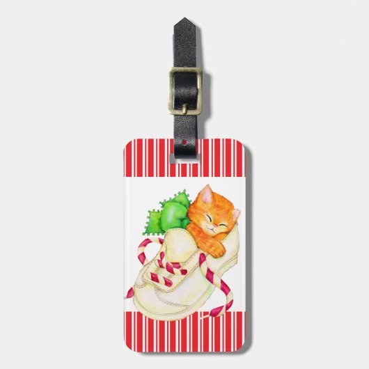 猫の名前の住所クリスマスの荷物タグ ラゲッジタグ (正面縦)