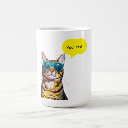 猫の吹き出し 楽しいデザイン コーヒーマグカップ (中央)