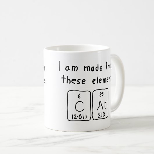 猫の周期表の名前のマグ コーヒーマグカップ (正面右)