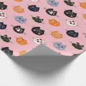 猫の図解入りの、写真付きの顔パターン ラッピングペーパー (角)