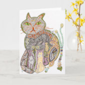 猫の国家カード カード (黄色い花)