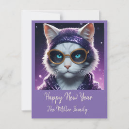 猫の変装で新年会 シーズンカード