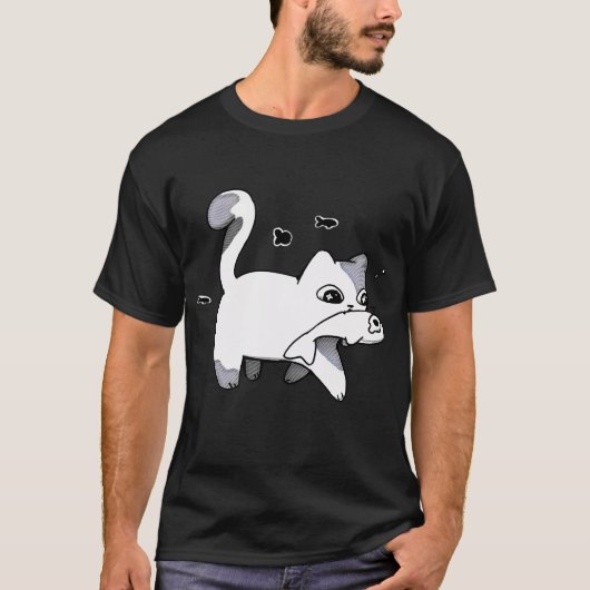 猫の夕食 Tシャツ (正面)