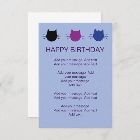 猫の多彩の子供の誕生日のパーティーの招待 招待状 (正面/裏面)