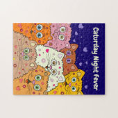 猫の夜の熱、かわいい猫たち ジグソーパズル (横)