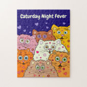猫の夜の熱、かわいい猫たち ジグソーパズル (縦)