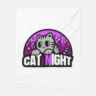 猫の夜 フリースブランケット