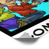 猫の夢を描くおもしろいアートポスター ポスター (角)