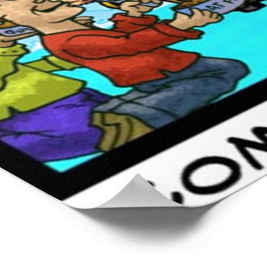 猫の夢を描くおもしろいアートポスター ポスター (角)