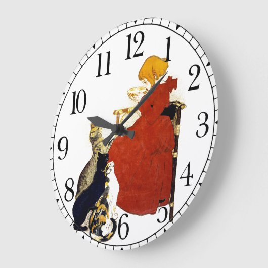 猫の女の子のミルクのフランス人のアールヌーボーの柱時計 ラージ壁時計 (傾斜)