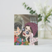 猫の女の子プリントバリューポスター紙(マット) ポストカード (スタンド正面)