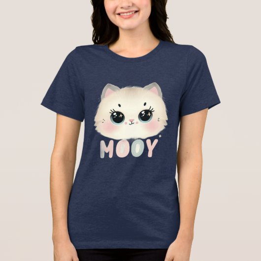猫の女の子Tシャツ 女性用と女性向け トライブレンドＴシャツ (正面)