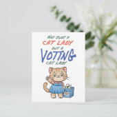 猫の女性だけでなく、投票する猫の女性の漫画 ポストカード (スタンド正面)