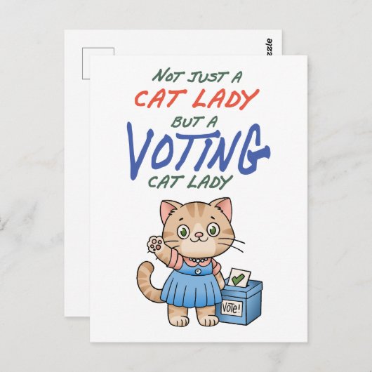 猫の女性だけでなく、投票する猫の女性の漫画 ポストカード (正面/裏面)