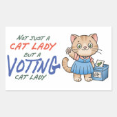 猫の女性だけでなく、投票する猫の女性の漫画 長方形シール (正面)