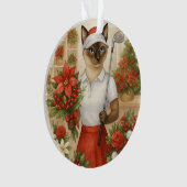 猫の女性ゴルファーをテーマにしたゴルフクリスマステーマ オーナメント (正面)