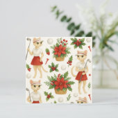 猫の女性ゴルファーをテーマにしたゴルフクリスマステーマ シーズンカード (スタンド正面)