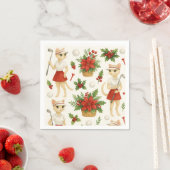 猫の女性ゴルファーをテーマにしたゴルフクリスマステーマ スタンダードカクテルナプキン (インサイチュ)