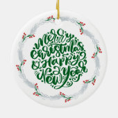 猫の女性ゴルファーをテーマにしたゴルフクリスマステーマ セラミックオーナメント (裏面)