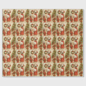 猫の女性ゴルファーをテーマにしたゴルフクリスマステーマ ラッピングペーパー (フラット)