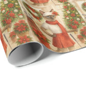 猫の女性ゴルファーをテーマにしたゴルフクリスマステーマ ラッピングペーパー (ロールコーナー)