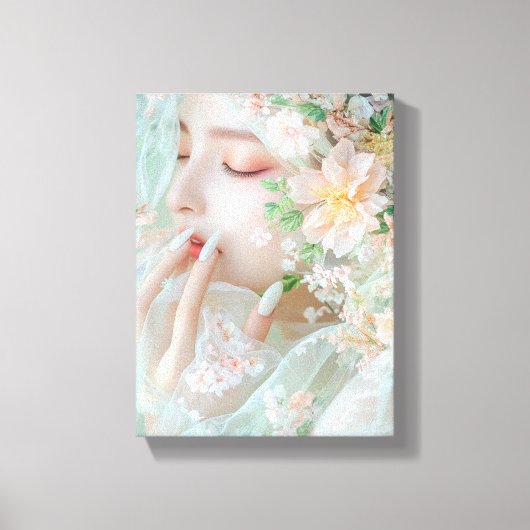 猫の女性 – スタイリッシュ Digital Art キャンバスプリント (正面)